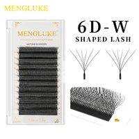 MENGLUKE 6D W en forma de floración automática ventiladores prefabricados extensiones de pestañas luz suave Natural pestañas individuales altas