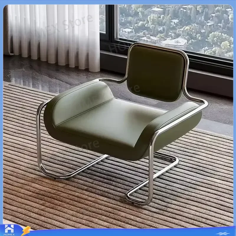 Nordic Metal Armchair Modern Living Room Chair Single Seat with Backrest Luxury Comfortable Accent Chair Contemporary Home
