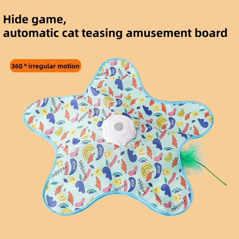 Katzenjagd-Teppich, Neckstab, Fünfzackiger Stern Spielzeug, Automatisch Rotierendes Rad, Selbstspielzeug, Versteckhaube, Interaktives Katzenspielzeug