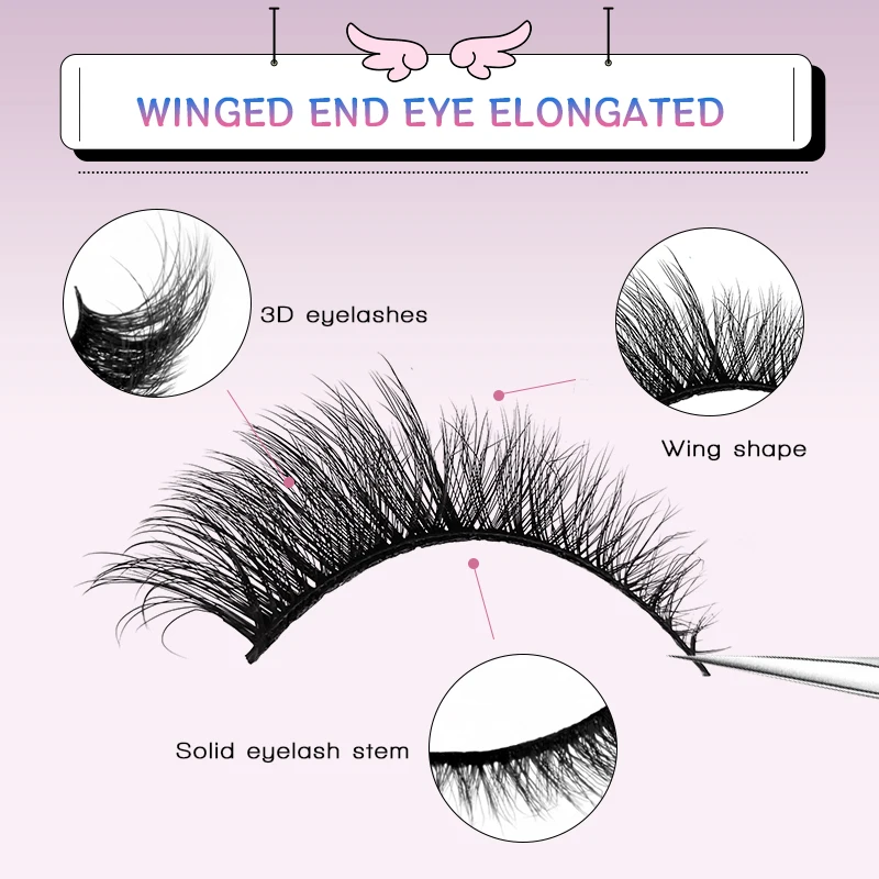 Vipuda Cat Eye Wimpers 7 Paar 3d Faux Mink Wimpers Vos Oog Gevleugeld Einde Oog Langwerpig Piekerig Pluizige Make-Up Beauty Tools Groothandel