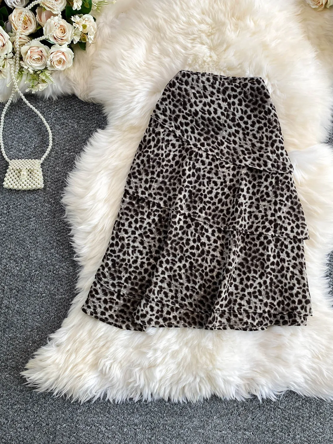 2026 Summer New Sweet Polka Dot Ruffle Hem Midi Skirt Versatile American Style High Waist Slimming A-Line Skirt for Young Women