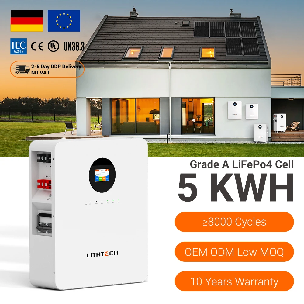 

LITHTECH Lithium 48v 100ah Lifepo4 Batteries Energy Storage for Hybrid Solar System With Smart BMS Higher Capacity