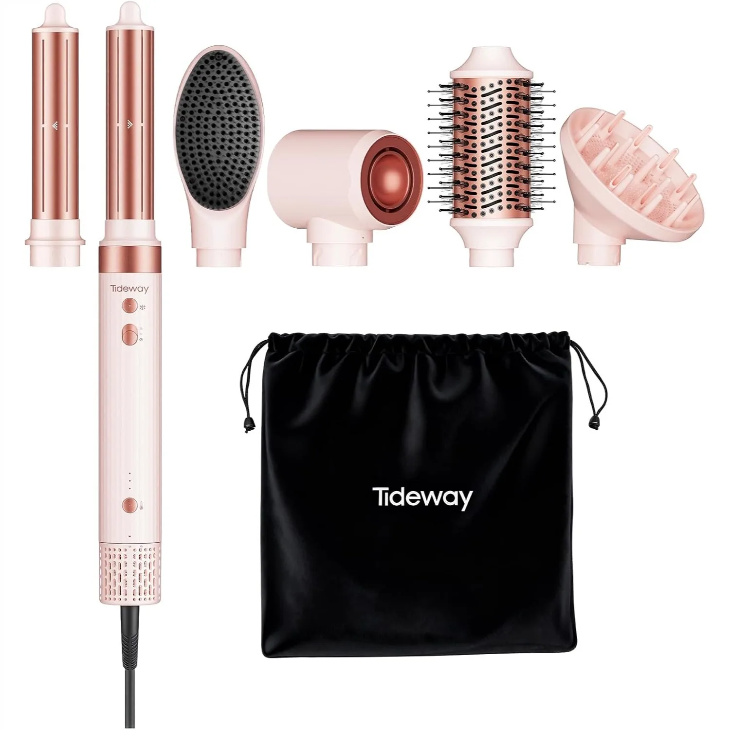 6 in 1 Hair Dryer Brush 110000 RPM High Speed Ionic Hot Air Styler with Auto Wrap Curlers for Fast Drying and Volumizing