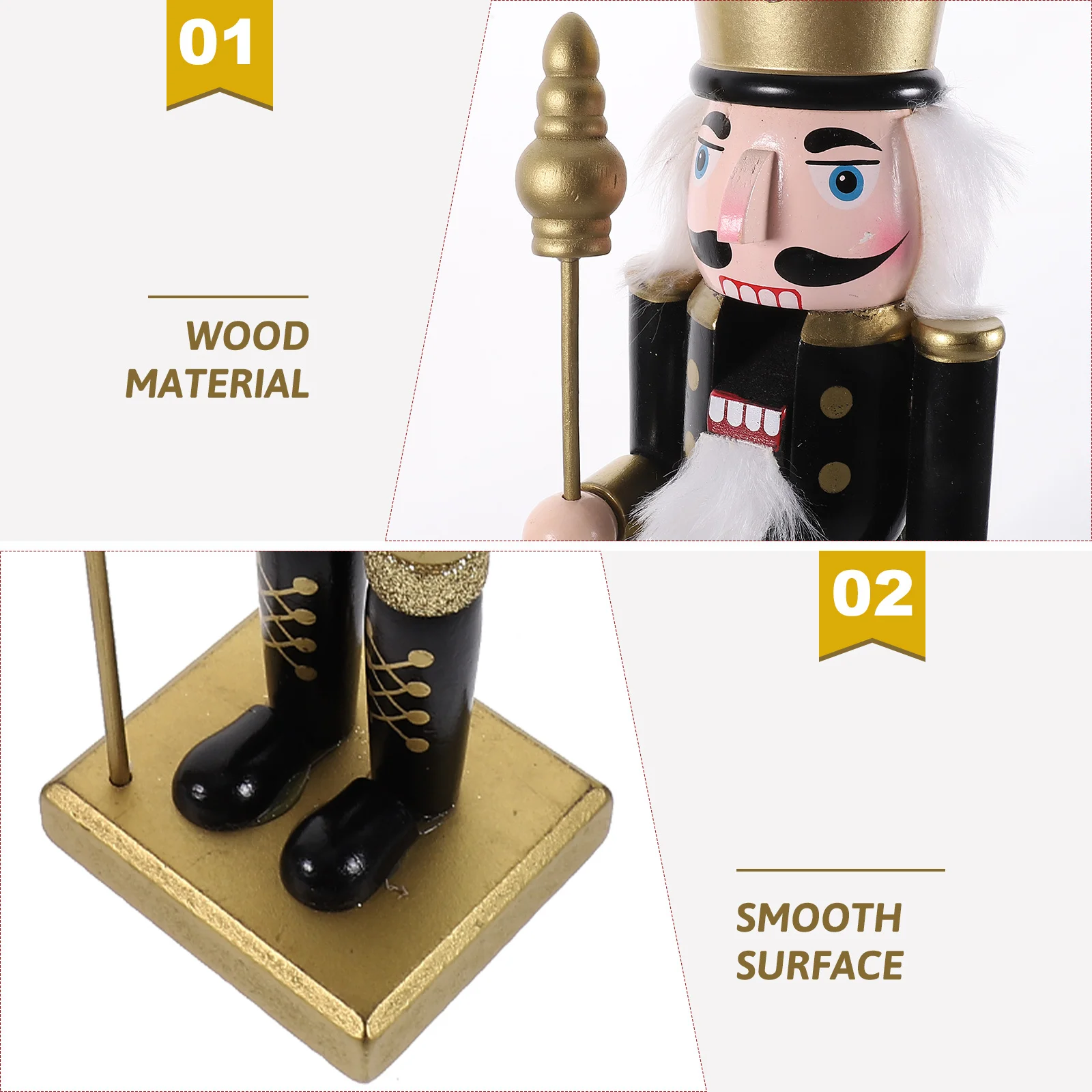 

1pc Wooden Nutcracker Soldier Ornament Christmas Desktop Decor Xmas Gift Home Hotel Restaurant Coffee Shop Party Decoration