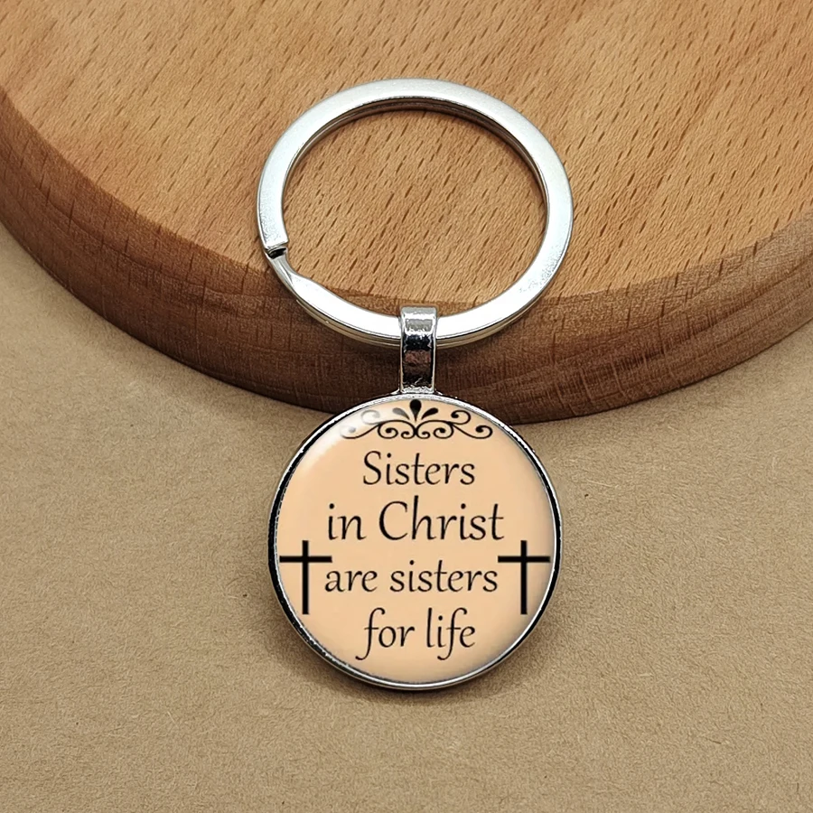 Personalized English Short Sentence Retro Flower Alloy Key Pendant Round Glass Key