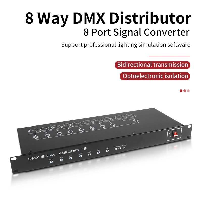 DMX signal amplifier 8-channel DMX512 stage lighting signal distributor DJ disco equipment stage lighting controller