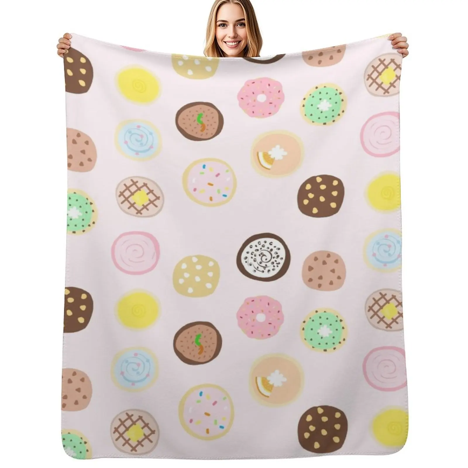Crumbl Cookie Assortment Yum! Throw Blanket Stain Resistant Cozy Warm Blanket