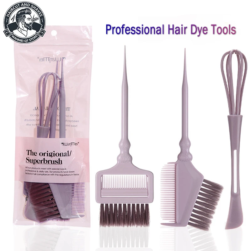 Herramienta para teñir el cabello WANMEI, 2 cepillos para teñir el cabello, 1 mezclador, kit de blanqueamiento para el cabello de uso reutilizable, ideal para uso en peluquería y uso personal en el hogar.
