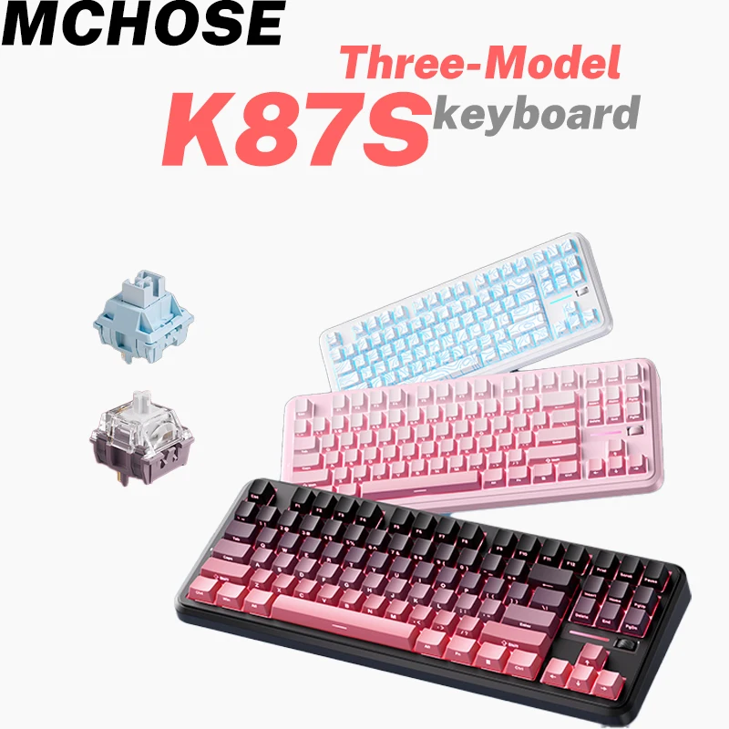 

MCHOSE K87S Keyboard Three Model Mechanical Magnetic Knob Control Gaming Hot Swappable Custom Keyboard For Laptop PC