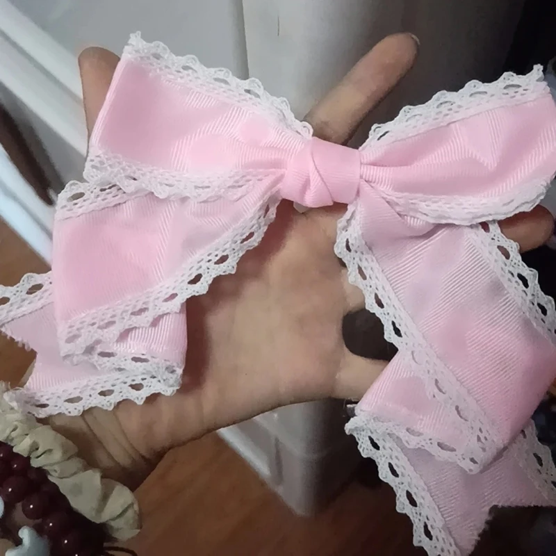 Übergroße Haarschleife, große Stoff-Haarschleife mit Alligator-Clip, süßes, gotisches Haar-Accessoire für Damen, Mädchen, Cosplay, Party – Detail 10