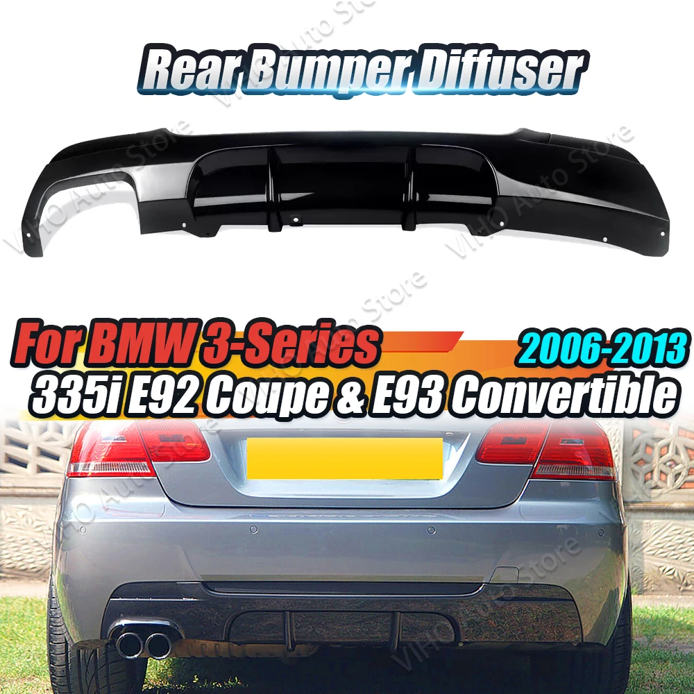 Para BMW 328i 335i E92 Coupe E93 Convertible 2006-2013 labio difusor de parachoques trasero con luz doble labio divisores Spoiler cuerpo Kits