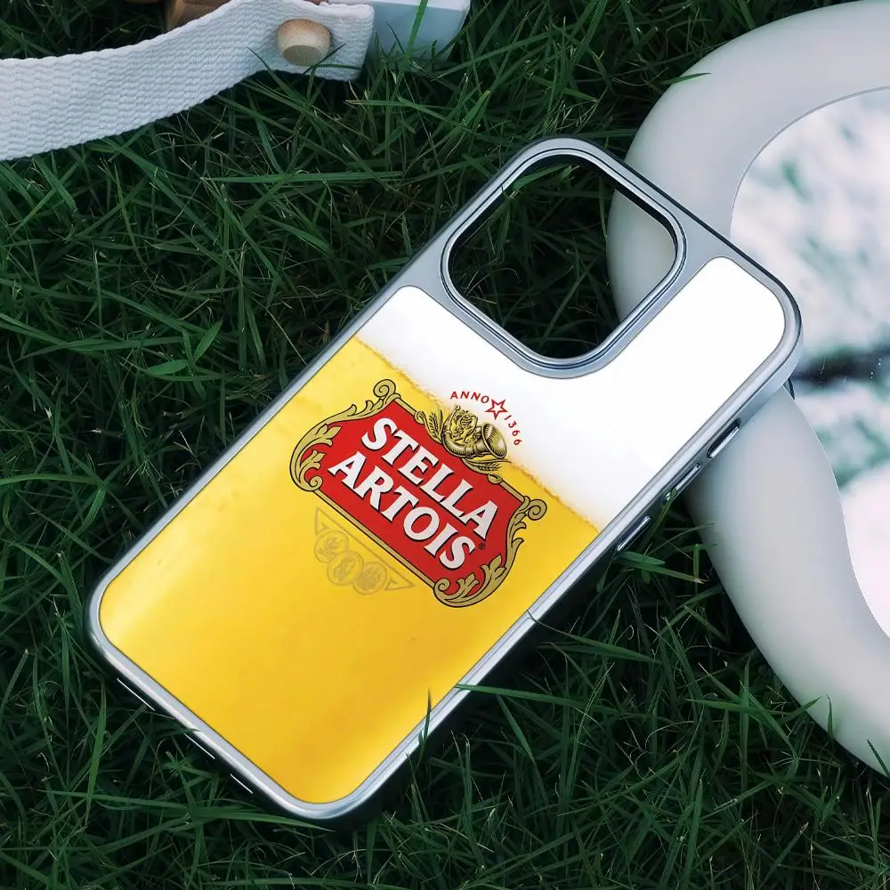 S-STELLA A-ARTOIS Beer Phone Case For iPhone 17 16 15 14 13 12 Pro Max Plus HD Metal Frame Carbon Fiber Hard Shell view 4