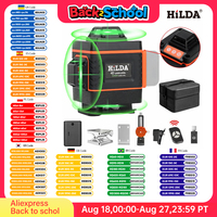 HILDA 3D/4D Laser Level 12/16 Lines Level Self-Leveling 360 Horizontal And Vertical Cross Super Powerful Green Laser Level