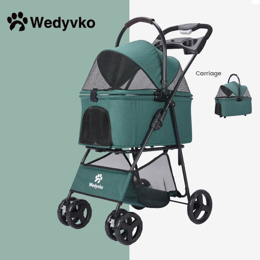 

Wedyvko Portable Cart for Small Dogs One-Click Folding Clip-Type Stroller with Basket Pet Carriers & Travel Product