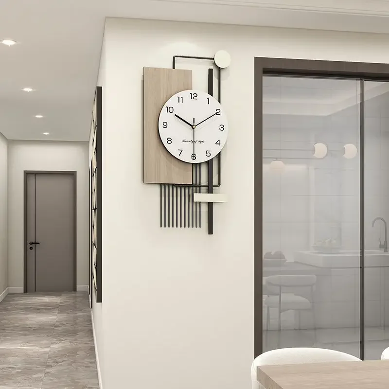 

Modern Minimalist Wooden Wall Clocks, Vertical Wall Decor for Living Room, Simple Iron Indoor Art, Bedroom, Household Decoration