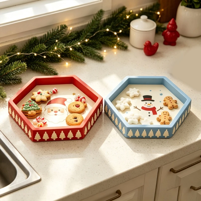 Hexagonal Silicone Tray Mold with Christmas Tree Embossed Motifs and Raised Border for Resins, Epoxy, Plasters, and best sale