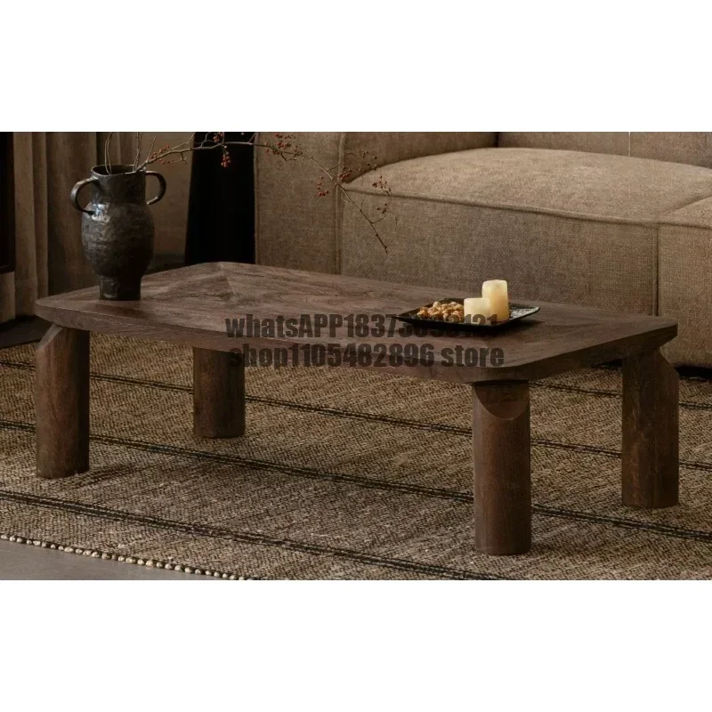 Solid wood living room wabi wind tea table household balcony bay window small tea table