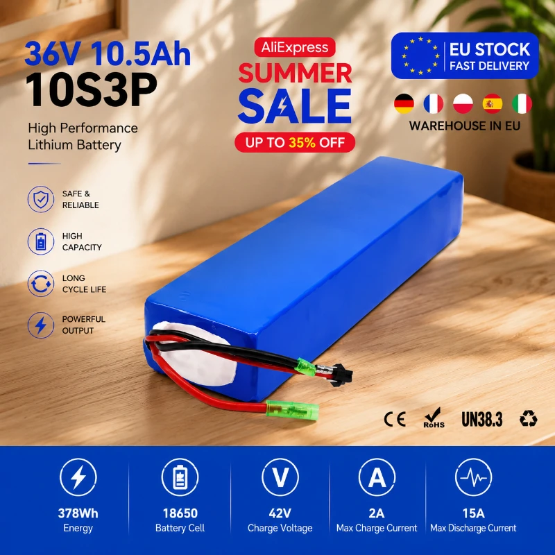 Batterie de remplacement pour vélo électrique pliable FIIDO D1 D2 D2S D4S, pack de batteries lithium-ion rechargeables 18650 36V 7.8Ah 10.5Ah 14Ah, compatible 10S3P, livraison rapide, BMS 15A, stock UE