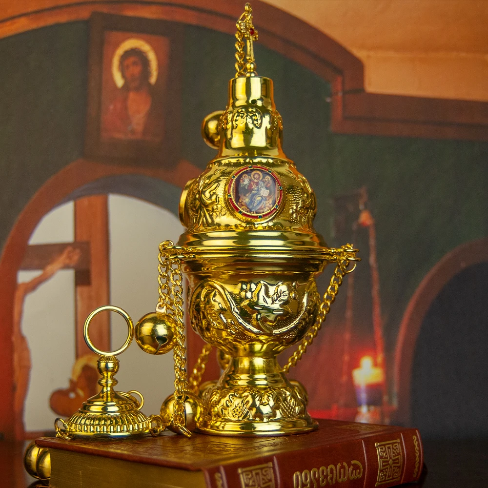 HTISOK Orthodoxer Weihrauchbrenner für Kirchenmessen mit Weihrauchbrennern im klassischen westlichen und östlich-griechischen Stil und 12 großen Glocken – Detail 12