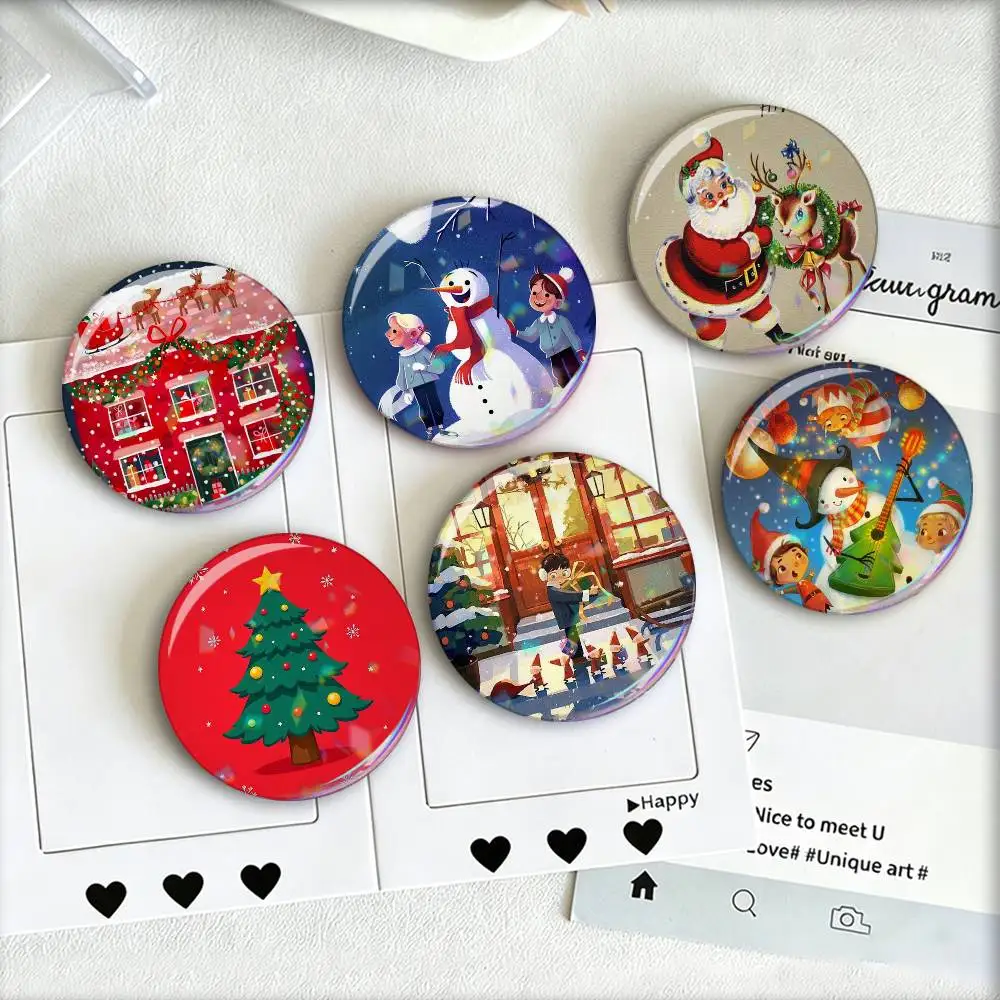 Merry Christmas  Laser Badge Creative Pins Brooch for Bag Clothes Hat Decor Gifts Fans Collect