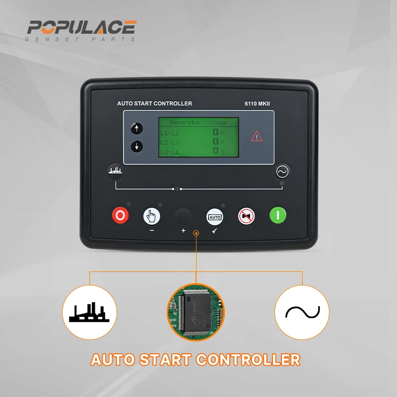 POPULACE Genset Control ATS Remote Generator Controller Panel Module LCD Controladores Populace Controller 6110 MKII