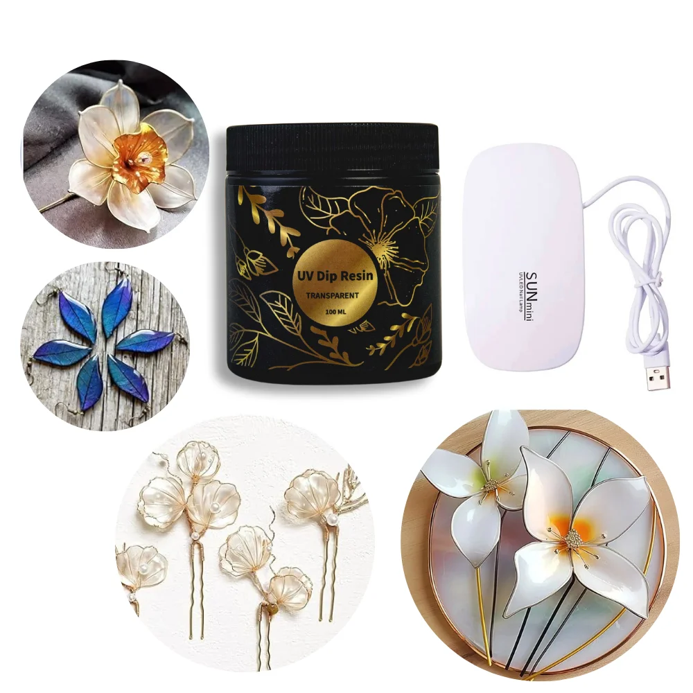 UV DIP Resin Glue Set 50/100ml  DIY Crystal Copper Wire Flower Liquid Ultraviolet Curing UV Glue Jewelry Making view 3