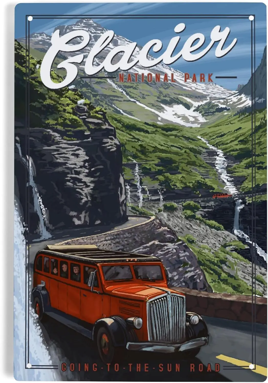 Lantern Press 6x9 Inch Metal Sign, Glacier National Park, Going-To-The-Sun Road