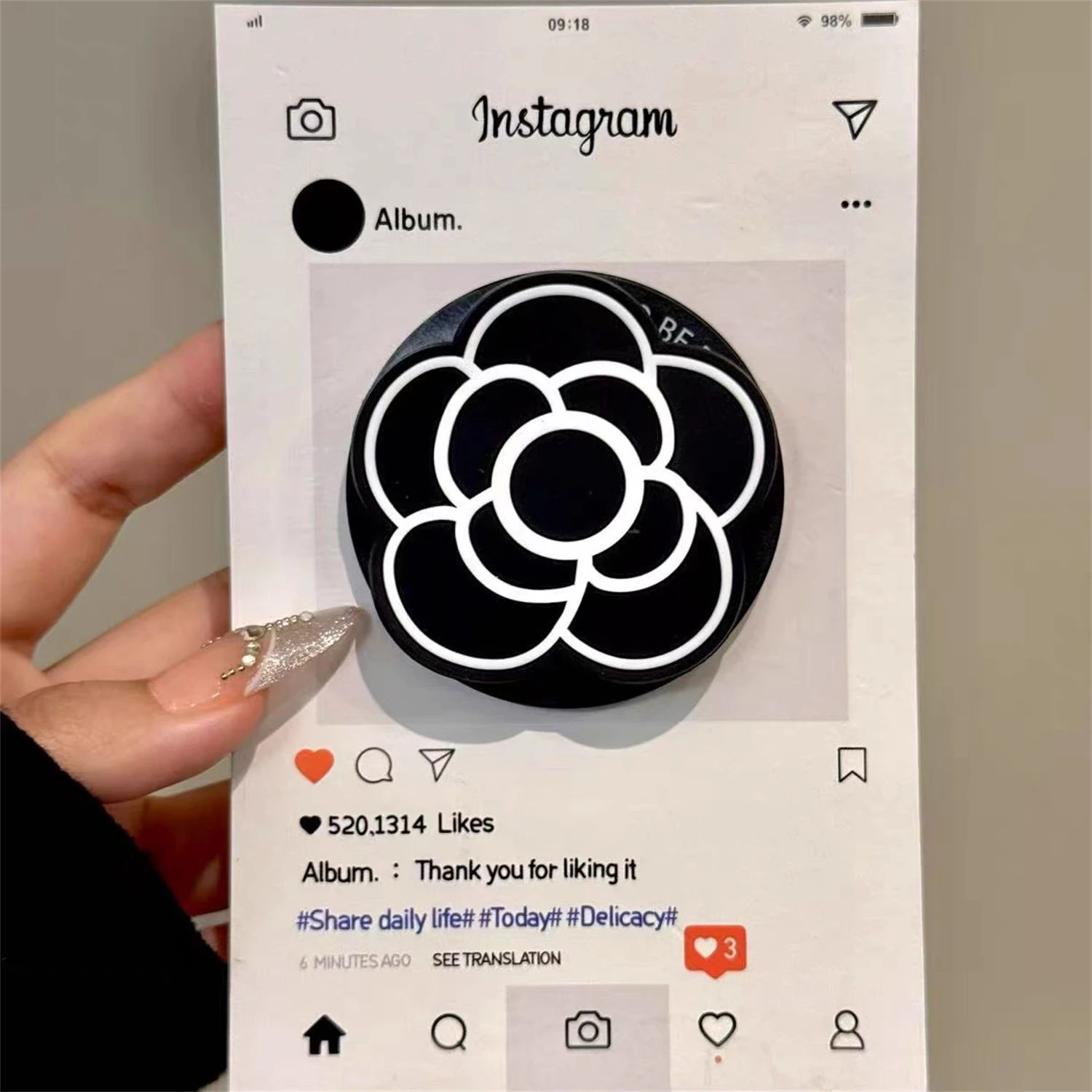 

Черная линия, магнитная подставка с цветком для Magsafe Griptok, держатель для телефона, подставка для кольца на палец, поддержка IPhone 15, кронштейн для девочек