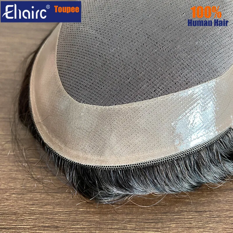 New Mono- Toupee Men Mono Men's Capillary Prothesis Breathable Human Hair System for Men 7