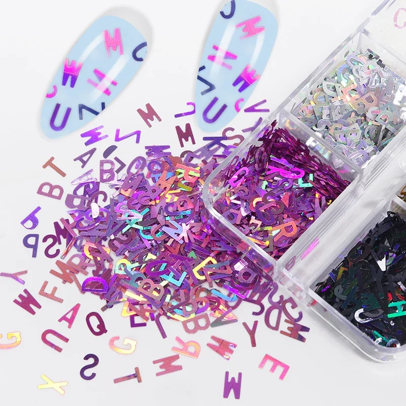 Alphabet Resin Sequins Holographic English Letter Glitter For Epoxy Resin Filling Accessories Silicone Mold Jewelry Making DIY