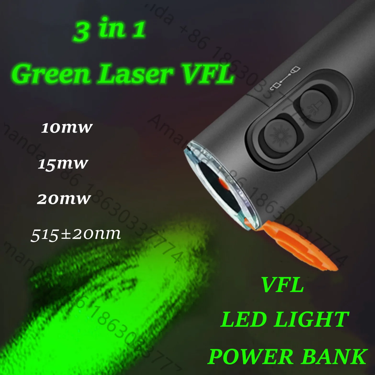 FTTH Fiber Optical Green Light Visual Fault Locator 10/15/20mw Rechargeable VFL with 2200mAh Large Capacity for Network Engineer