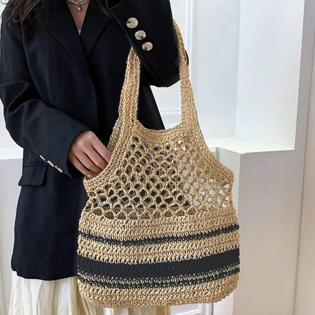 

Women's Large Capacity Woven Shoulder Tote for Summer Vacation