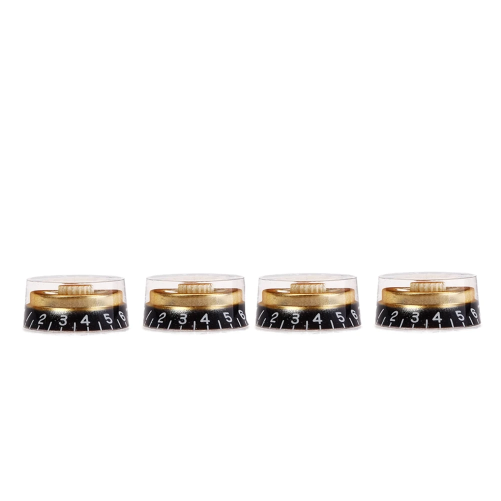 

4 PCS/ Button Set Volume Knob Guitar Knobs Electric Control and Tone Yellow Black