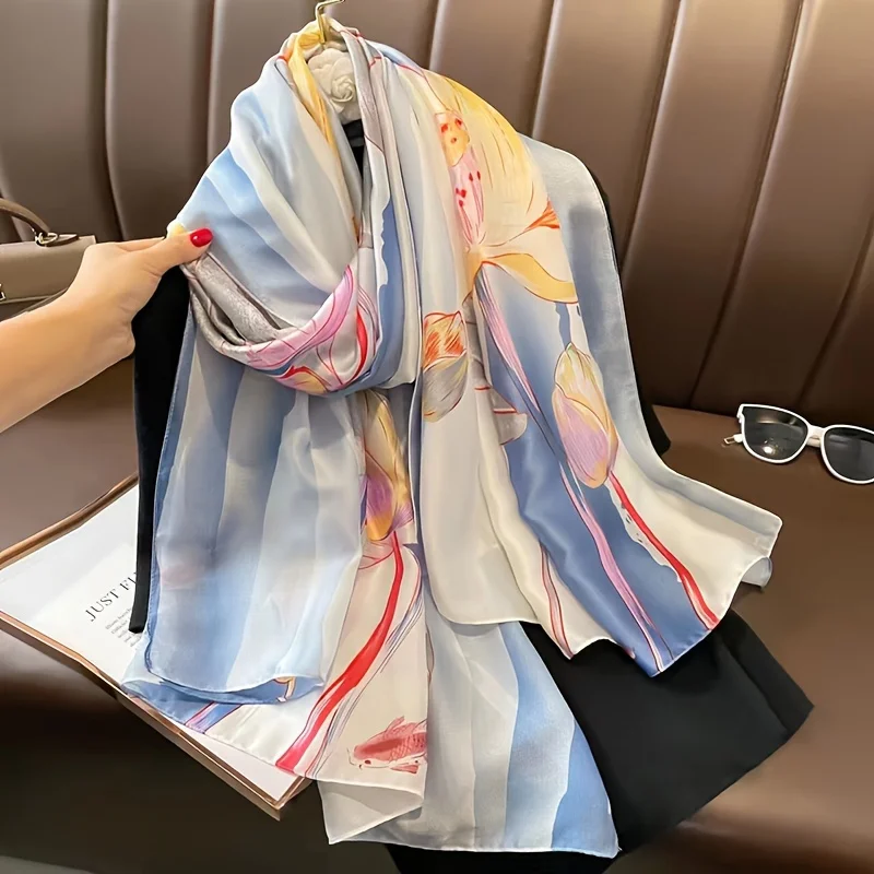 New Shawls Europe And America Fashion Bandannas New Print Sunscreen 90X180CM Kerchief Four Seasons Luxury Square Silk Scarves