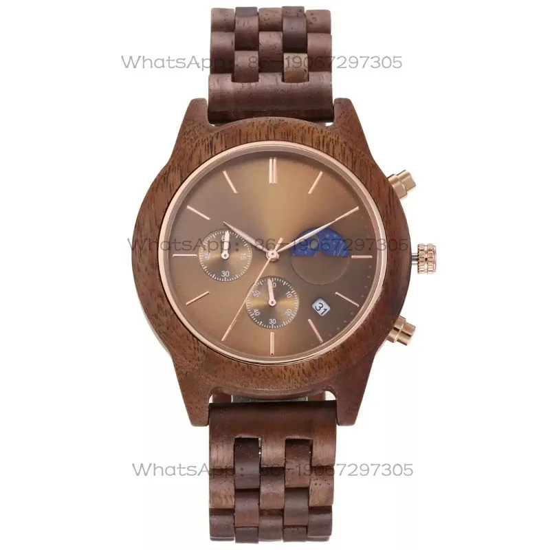 Niche Walnut Wood Simple Watch, Creative High-End Feel, Natural Wood Quartz Movement, Men's Business Wooden Watch, Waterproof