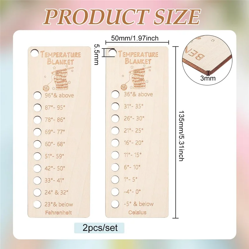 AT48-Knitting Temperature Color Chart Blanket Planner For Thread Crochet Projects Handmade Gifts