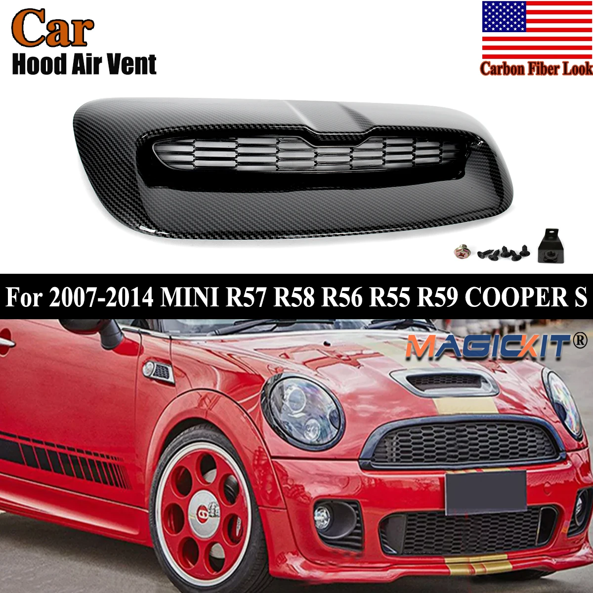 

Hood Mesh Grid Fit for Mini Cooper S R55 R56 R57 R58 R59 2007-2014 Hood Air Intake Vent Scoop Racing Grills Grille Car Parts