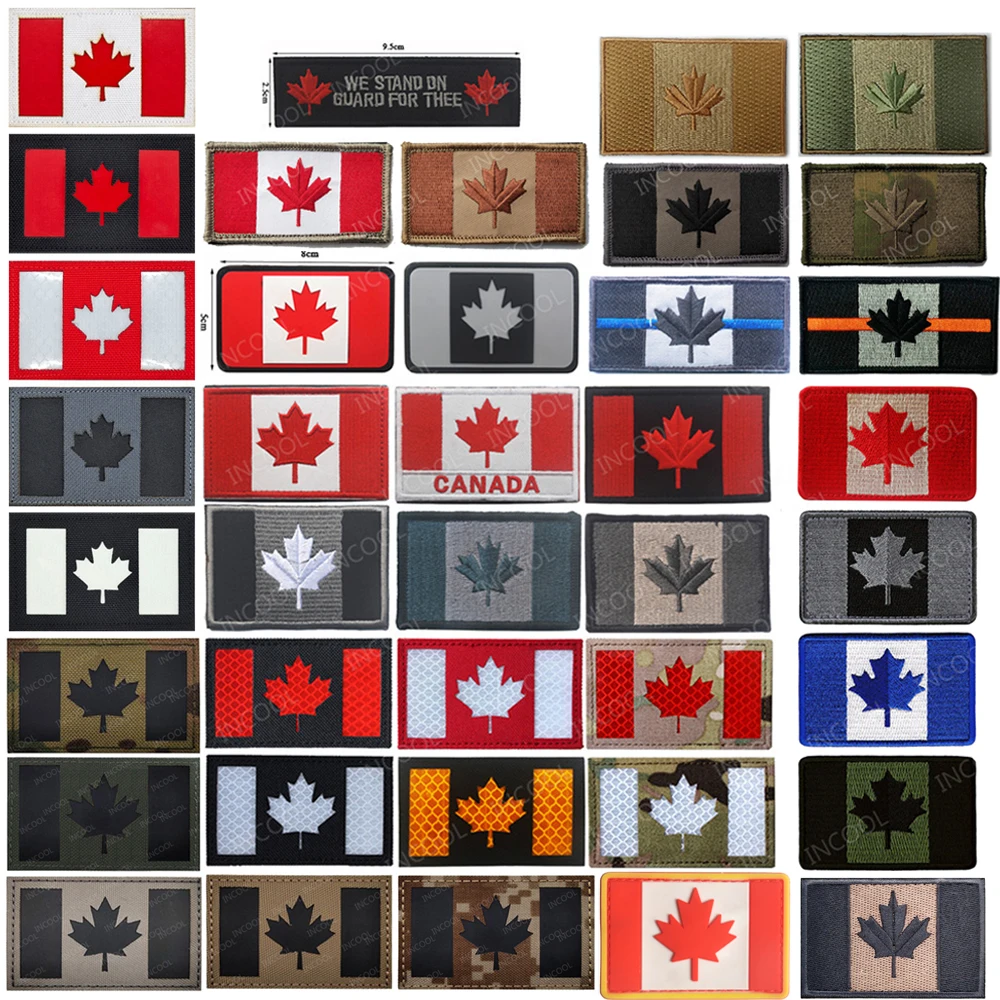 Canada Flag Embroidered Patch Canadian Flags Maple Leaf Patches Appliqued Sticker Rubber PVC Patches For Clothing Backpack