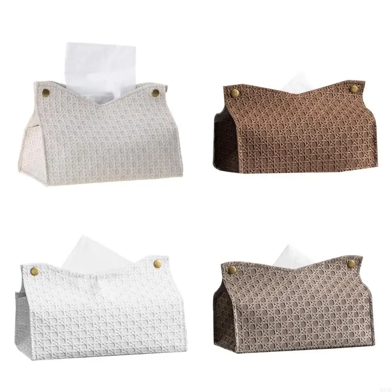 

R9JC Rectangle Tissue Box Cover Holder Modern PU Leather Napkin-Holder Decorative