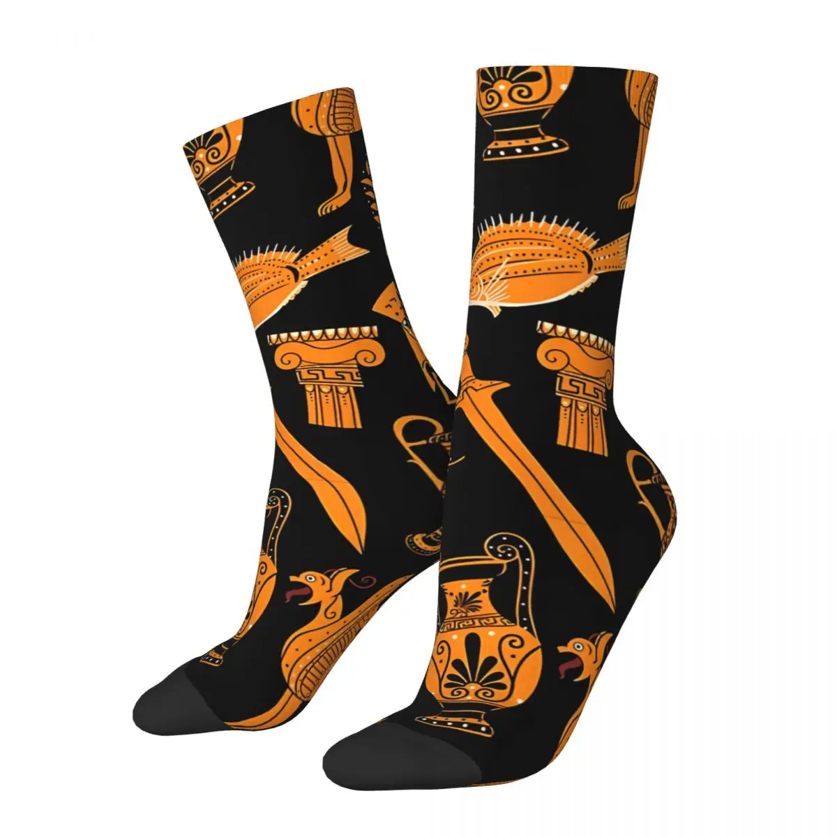 Vintage Ancient Greek Red Figure Pottery Pattern Men's compression Socks Unisex Street Style Pattern Printed Novelty Crew Sock