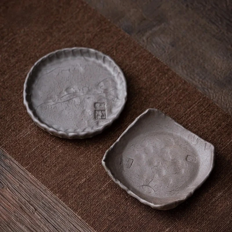 Creative Handmade Coarse Ceramics Tea Cup Mat Zen  Tea Table Heat Resistant Tea Cup Coaster Gongfu Tea Set Access
