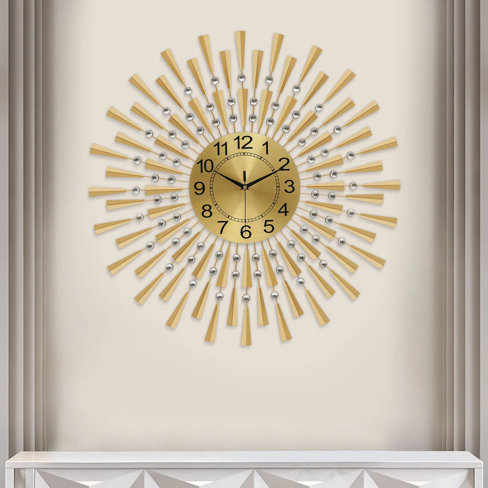 Large Wall Clocks for Living Room Decor Modern Gold Silent Wall Clock Battery Operated Non-Ticking for Bedroom Kitchen Office