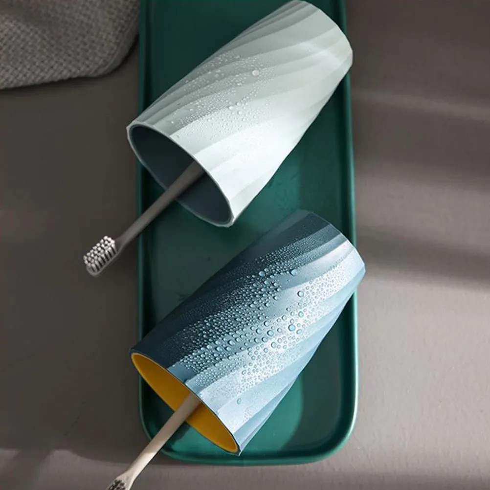 

2Pcs Toothbrush Storage Box Modern Simple Design Toothbrush Holder for Home Travel Use Portable Gargle Mug Light Blue
