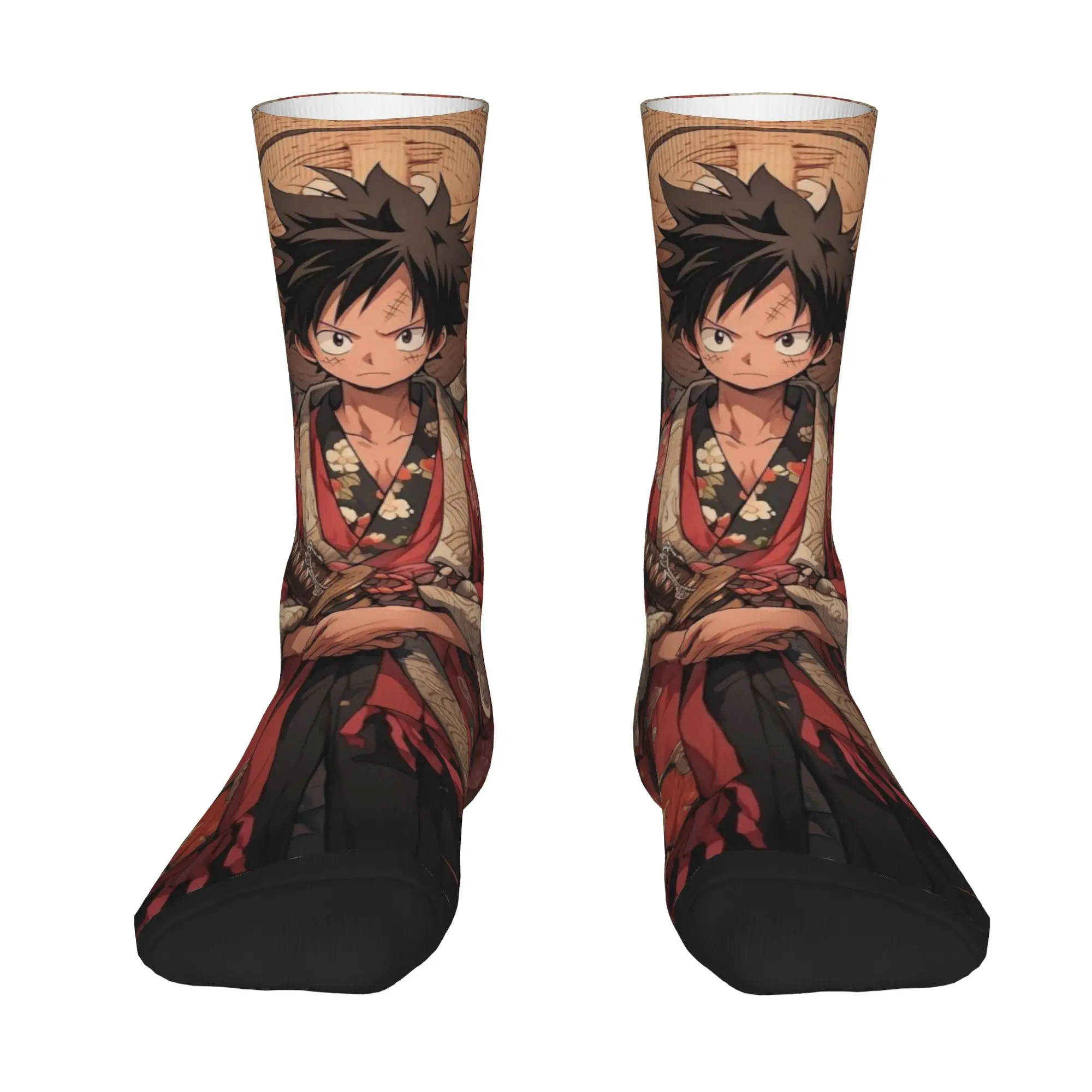 1 Pair Funny Sock One Piece Luffy (7) Rock Seamless Pattern Printed Men Socks Novelty Men's Socks