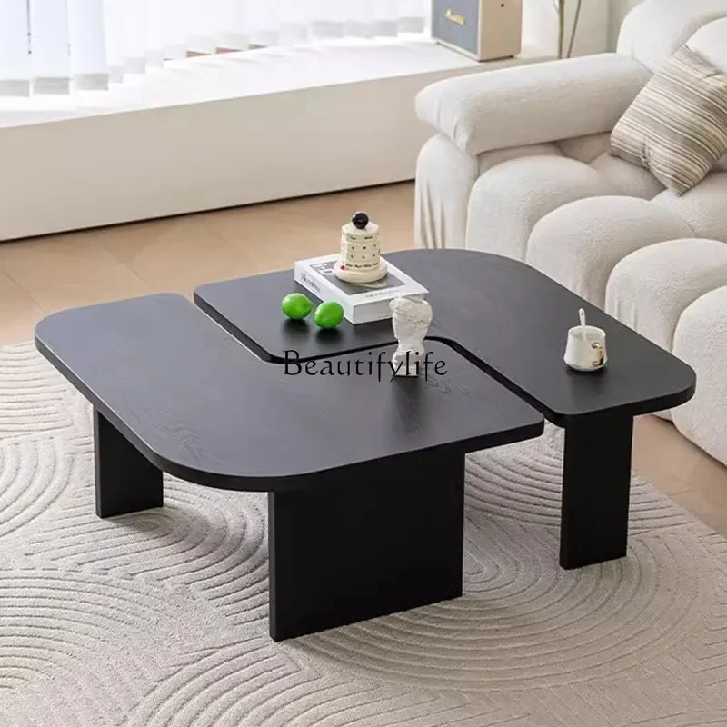 

ls 51 Solid wood combination coffee table light luxury high-end small apartment modern special-shaped homestay low table