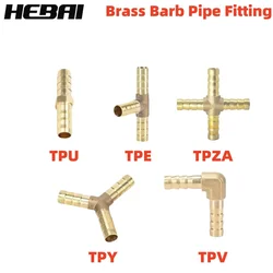 HEBAI Brass Pipe Fitting Connector Adapter 2 3 4 Way Connector for 4/5/6/8/10/12/16/19mm Hose Copper Pagoda Water Tube Fittings