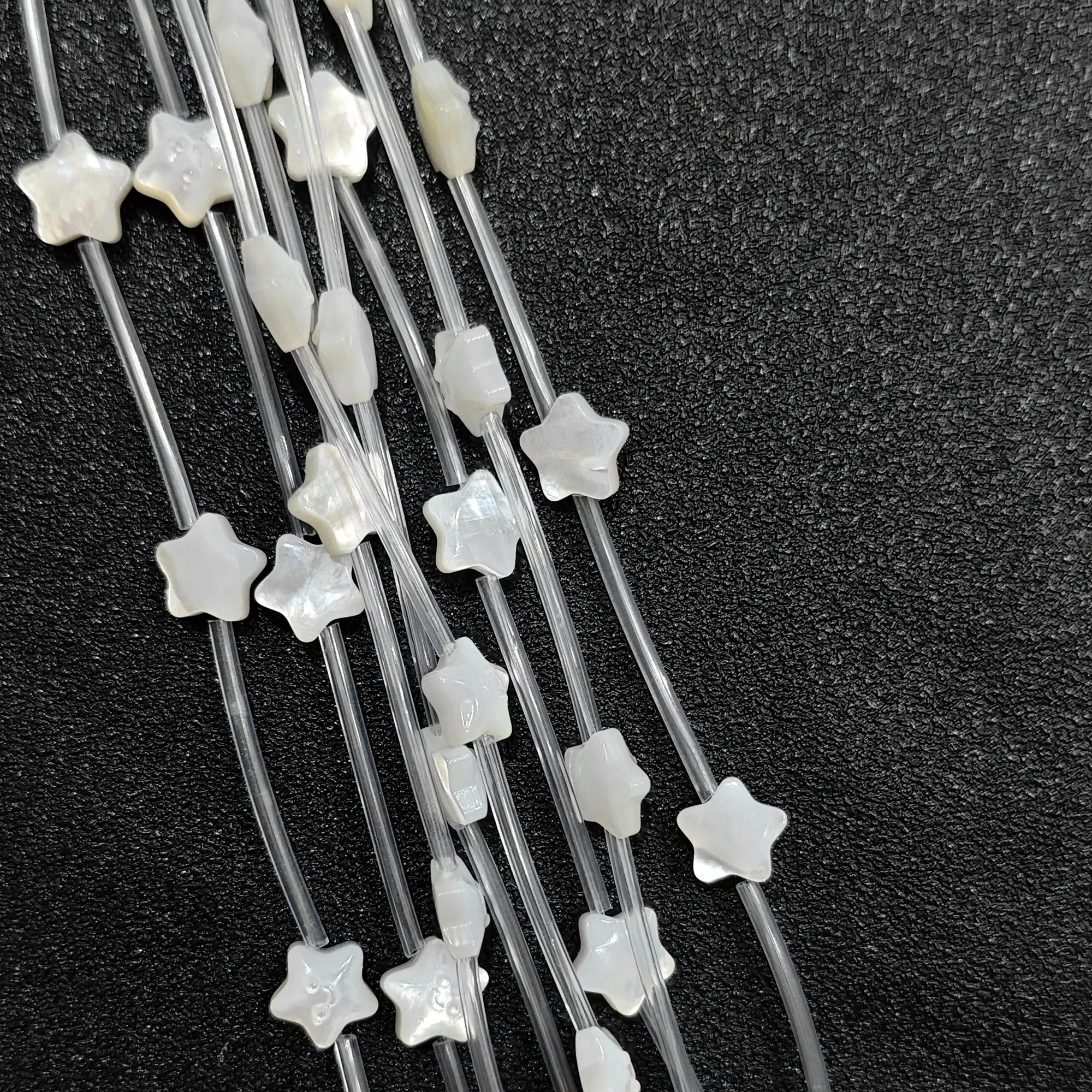 White Mother of Pearl Cute Smile Star Shell Beads Wholesale White Lip MOP Loose Gemstone Strand for DIY Jewelry Making