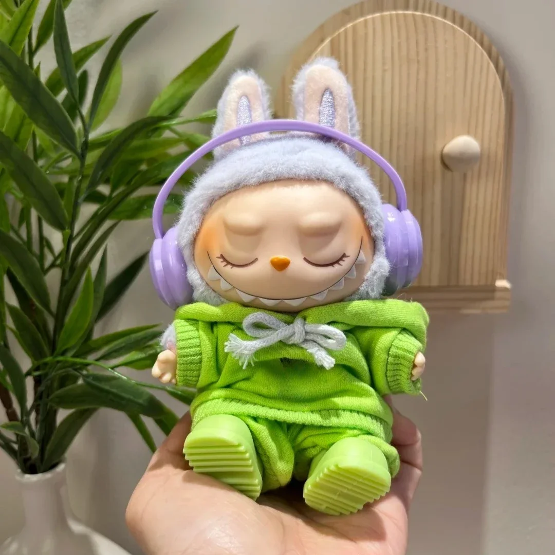 

Ropa Labubu Green Hoodie Set for 17cm Labubu V1/V2/V3 Dolls Cute Style Fashion Outfit Accessories