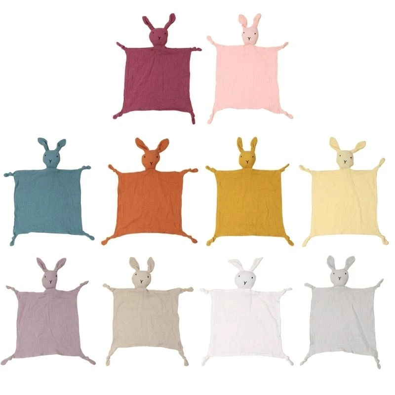 

Cotton Lovey Blanket Rabbit Security Blanket Soft & Breathable Baby Toy Comfort 4XBC