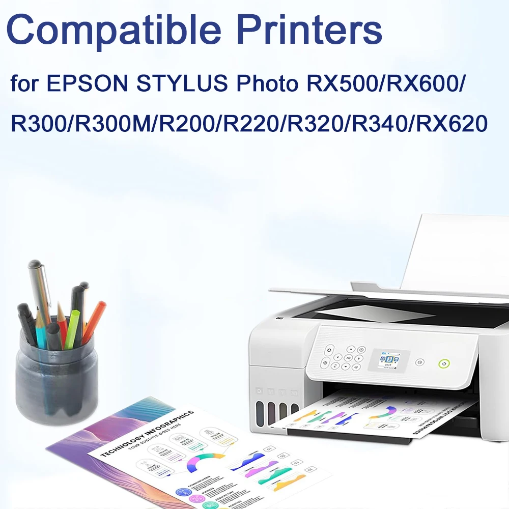 T0481- T0486 Refillable ink cartridge for EPSON STYLUS Photo RX500/RX600/R300/R300M/R200/R220/R320/R340/RX620 Auto reset chip